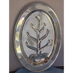 Academy Silver on Copper Footed Tree and Well Meat Platter Oval Serving Tray 16"